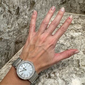 Swarovski Watch With Mother Of Pearl & Crystal Dial in Silver NEEDS BATTERY